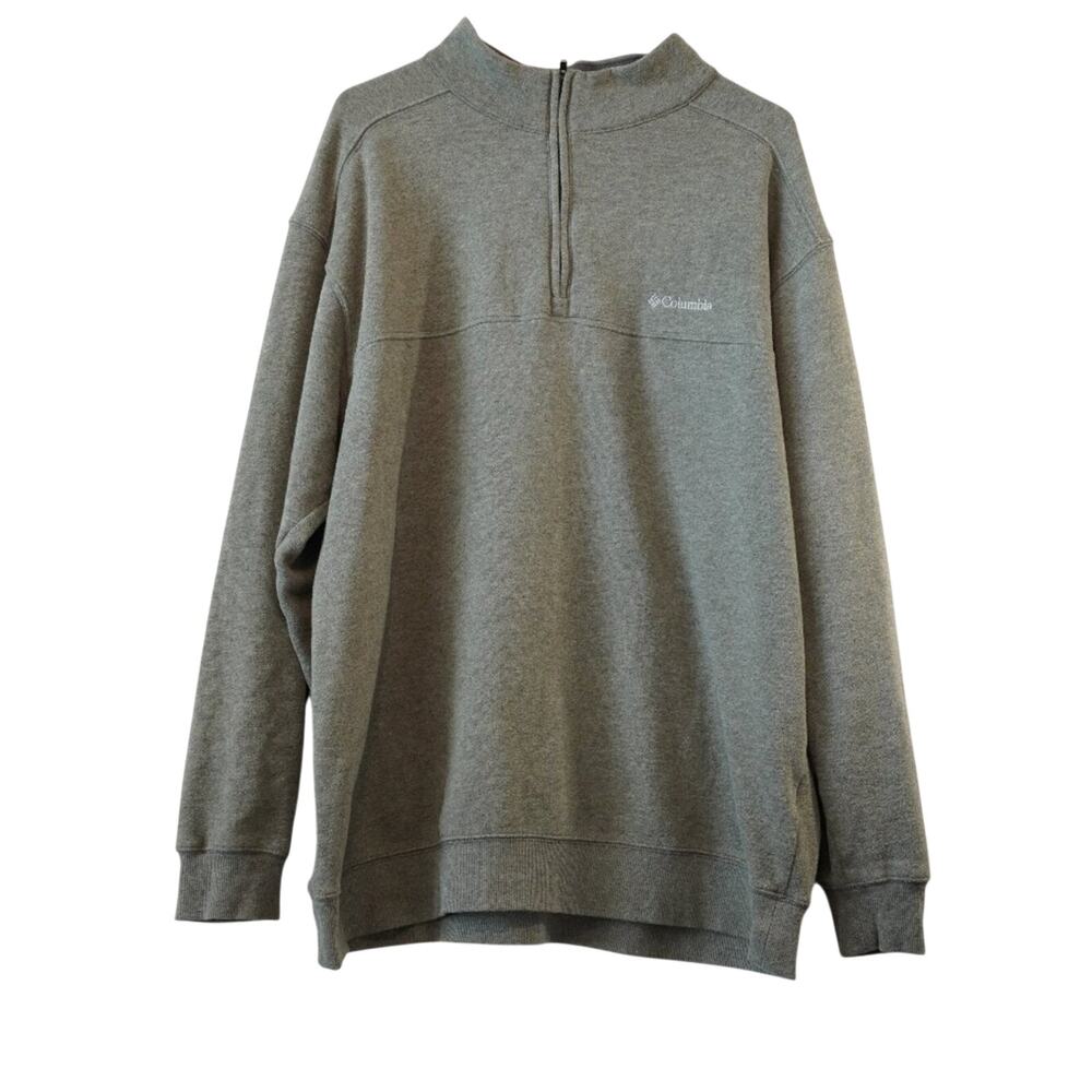 Columbia Mens XXL Quarter Zip Sweatshirt Heather Olive Green Fleece Pullover